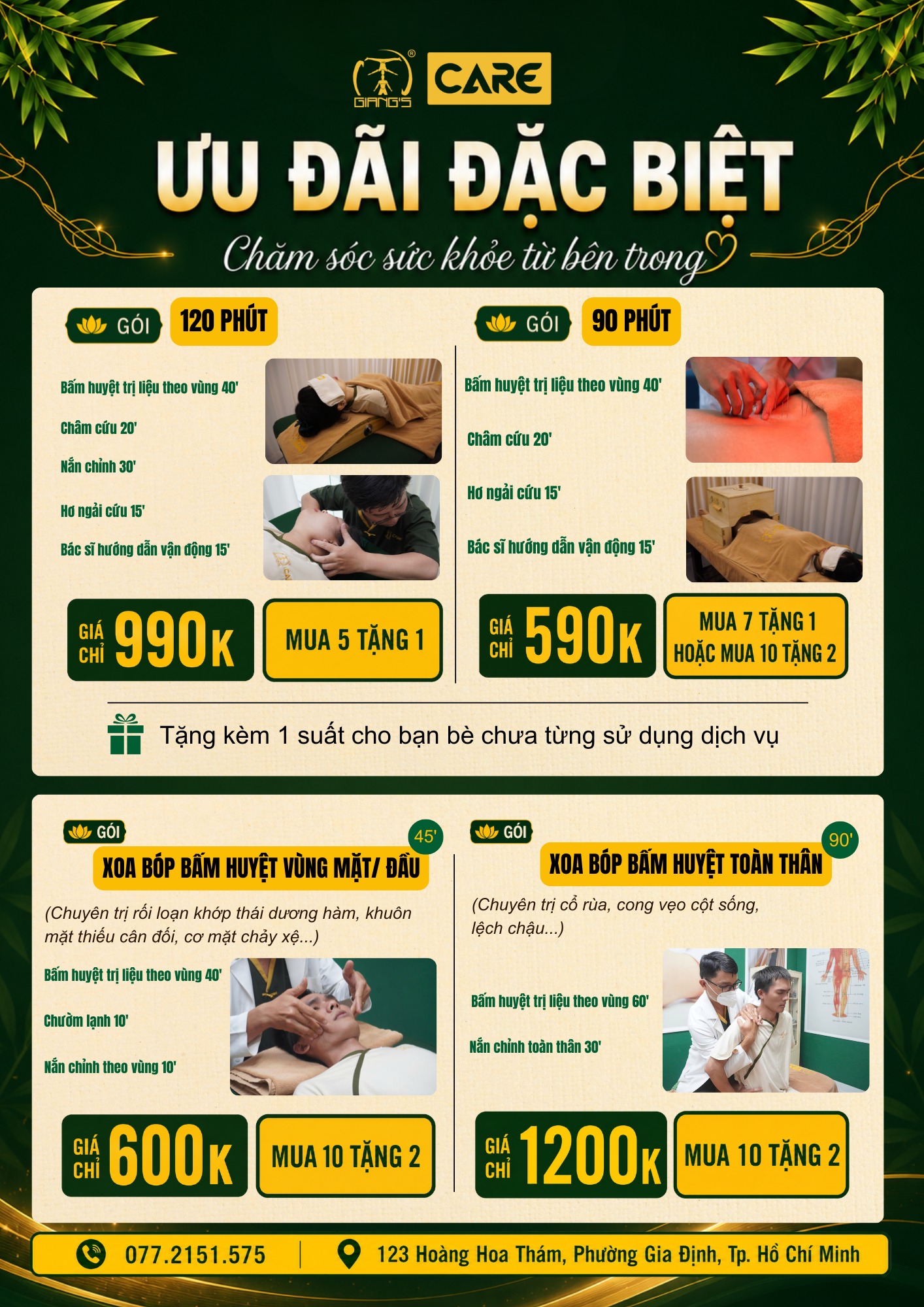 GIANG'S CARE | ƯU ĐÃI CÁC DỊCH VỤ XOA BÓP BẤM HUYỆT